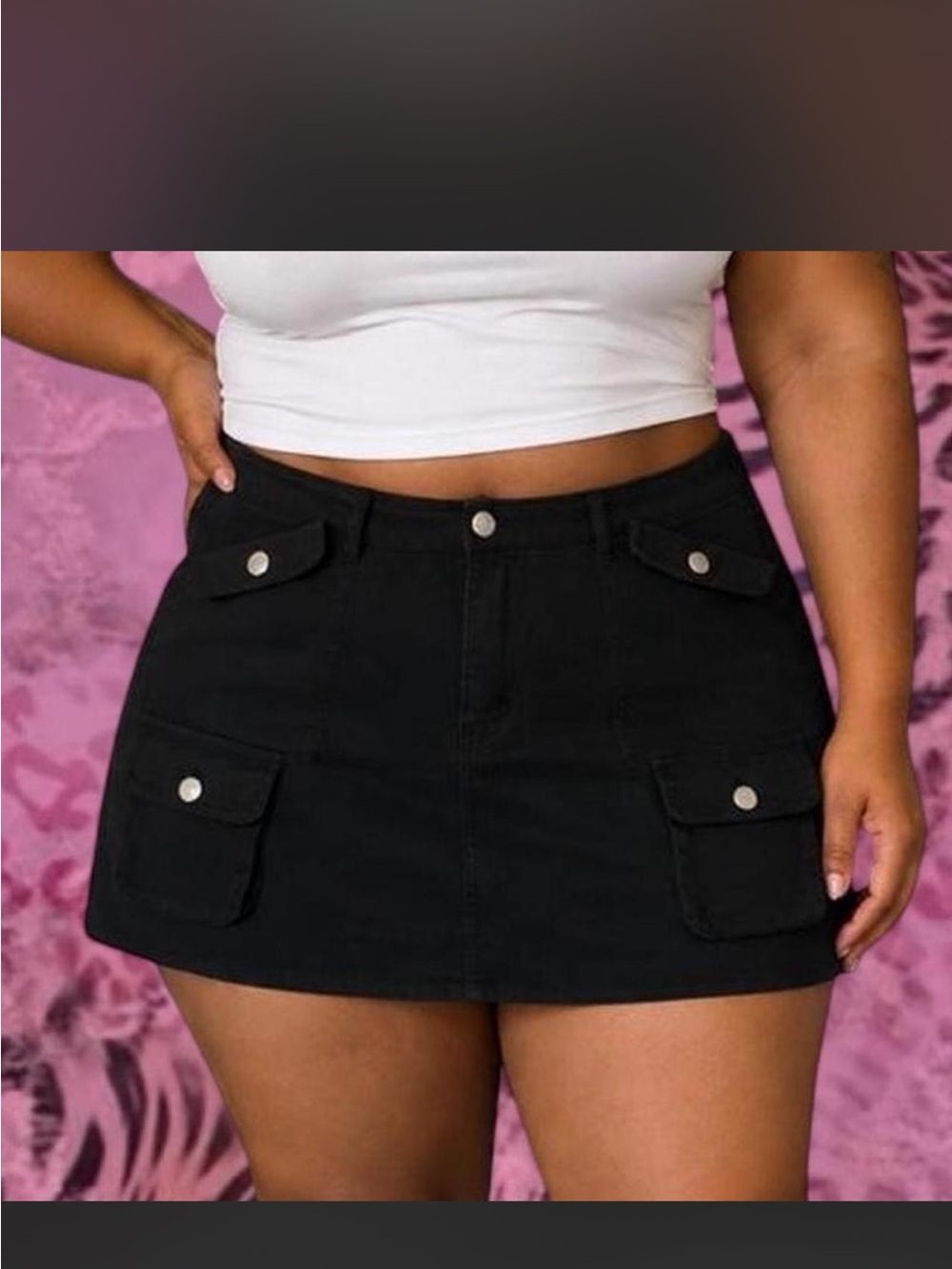 Y2K Grunge Black Cargo Mini Skirt Utility Pocket Skirt 🖤